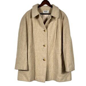 Vintage 80s or 90s Wellington Fashions 80% Wool Tan Peacoat Size XL